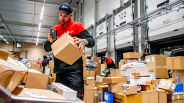 Work at the modern DPD postal warehouse in Plock