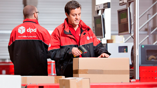 Work at the modern DPD postal warehouse in Plock